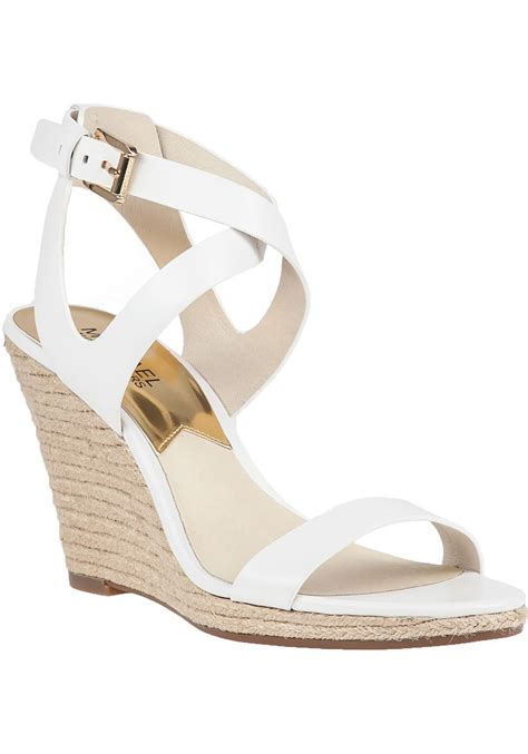 michael kors white shoe laces|Michael Kors white wedge sandals.